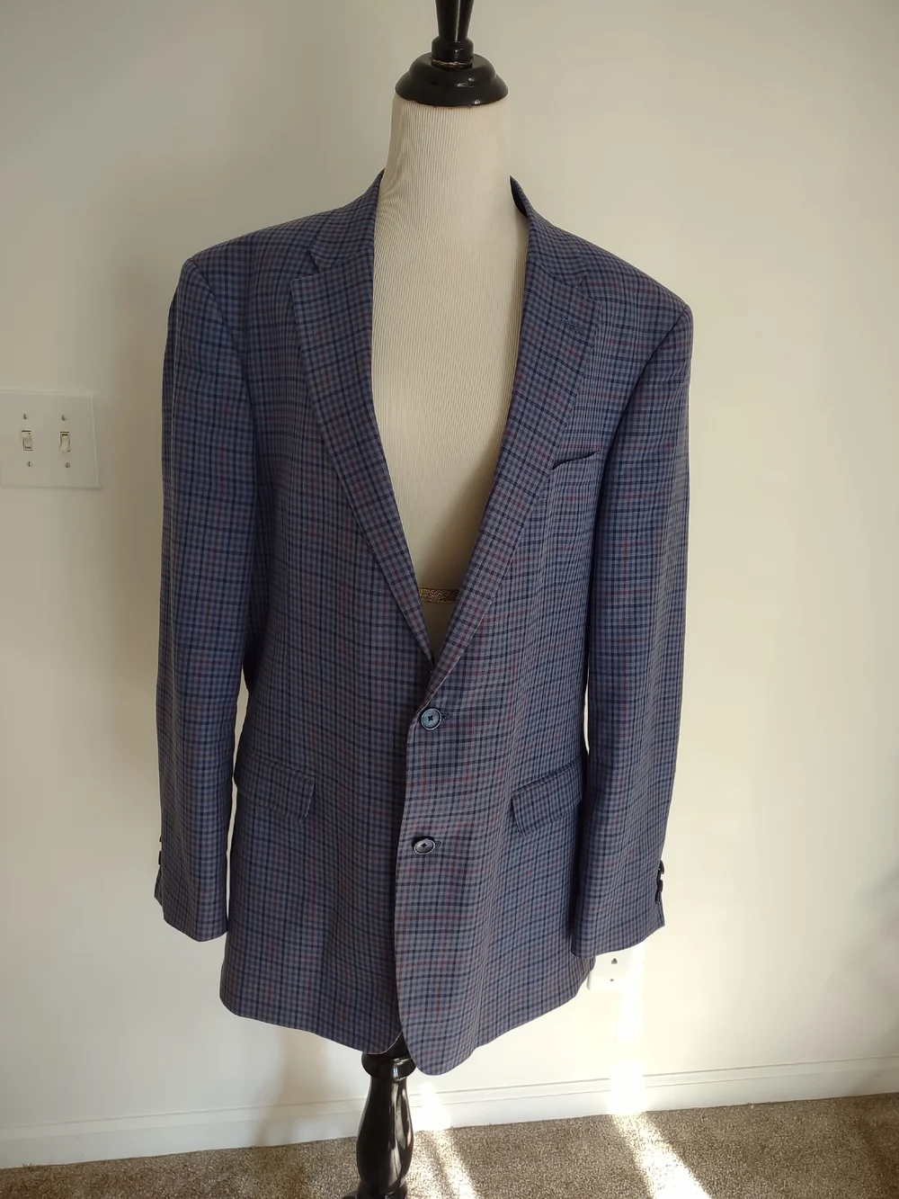 Tommy Hilfiger Blue and Red Windowpane Sport Coat